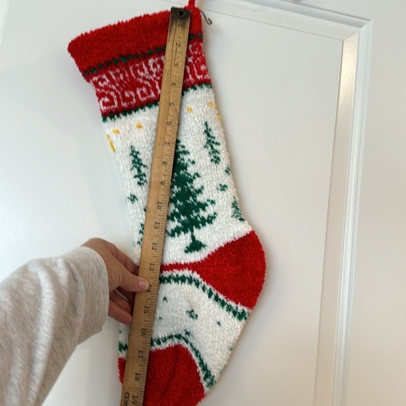 VINTAGE KNIT CHRISTMAS STOCKING CHRISTMAS TREE WITH HOOK - HOMEMADE - Picture 6 of 7